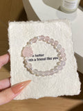 "Sweetheart Fox" Peach Soda Rose Quartz Bracelet - Natural Pink Crystal with Mother-of-Pearl Accents for True Love & Healing