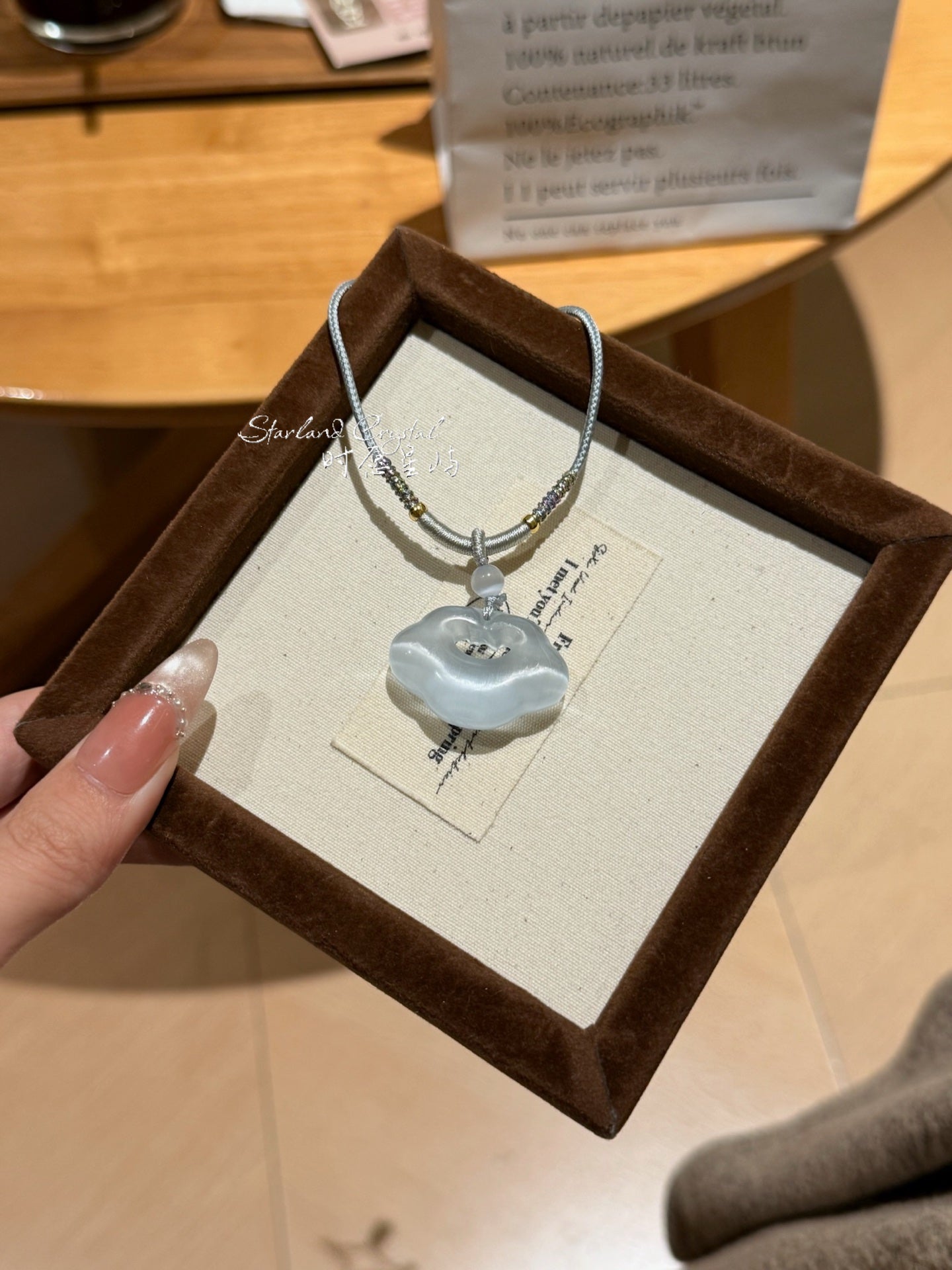 "Ice Mist" Sky Blue Cat’s-Eye Peace Lock Necklace - Translucent Ruyi Pendant for Clarity, Inner Peace & Ethereal Grace