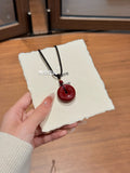 "Scarlet Guardian" High-Cinnabar Peace Disc Necklace - Natural Red Texture Pendant for Protection, Longevity & Inner Calm