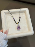 Mystic Amethyst PiXiu Pendant Necklace - Natural Hand-Carved Purple Crystal Guardian for Wealth & Inner Peace