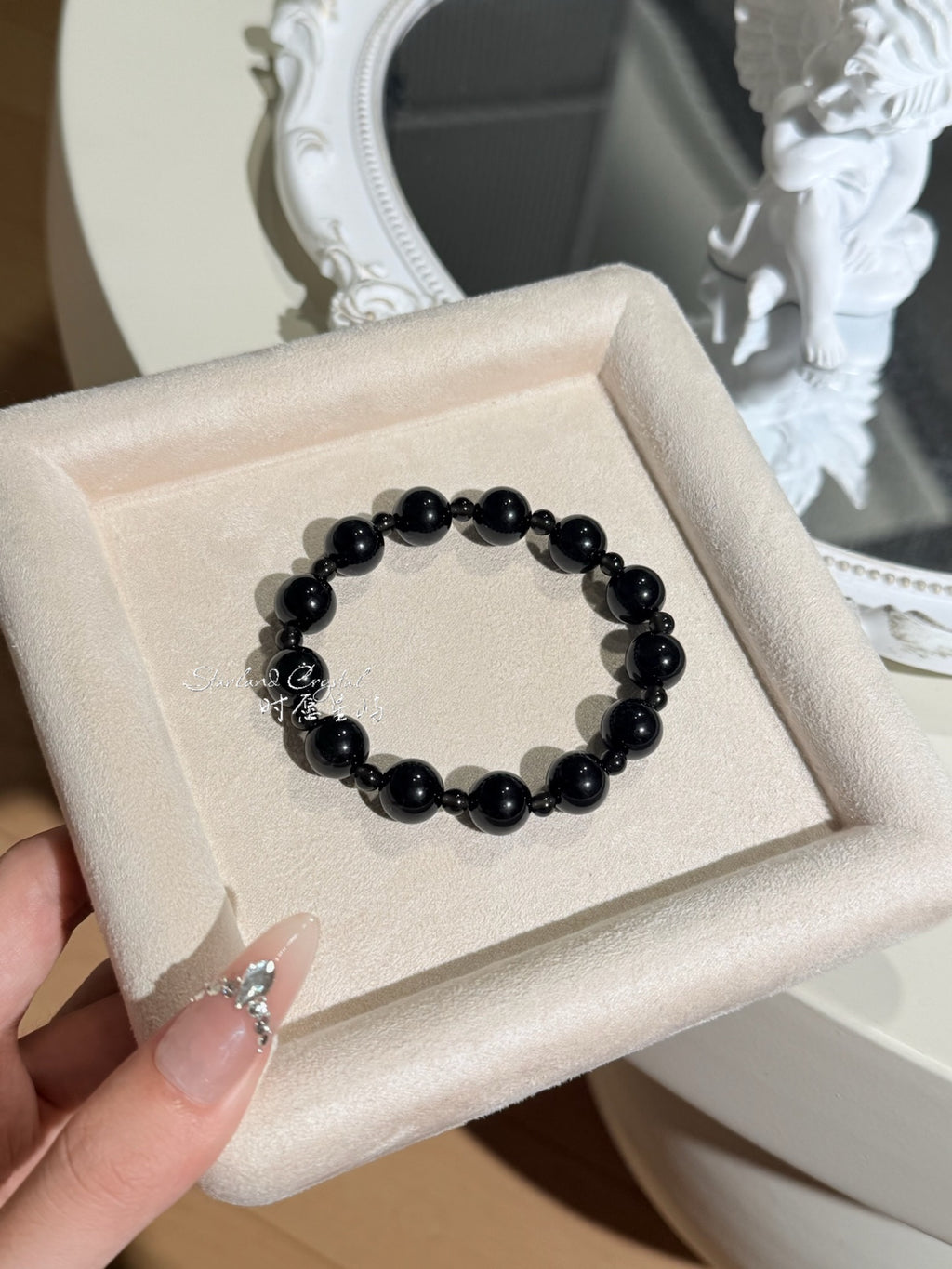 "Midnight Starlight" Natural Black Obsidian Single-Strand Bracelet - High-Luster Protective Stone for Stability, Peace & Shielding Negativity
