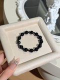 "Midnight Starlight" Natural Black Obsidian Single-Strand Bracelet - High-Luster Protective Stone for Stability, Peace & Shielding Negativity