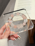 Mystic Rose Quartz PiXiu Guardian Bracelet - Natural White Phantom & Crystal Beads for Love & Luck (Handmade)