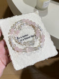 Peach Sorbet: Adorable Kitty Rose Quartz Double-Wrap Bracelet - Natural Pink Crystal & Clear Quartz Jewelry for Girls
