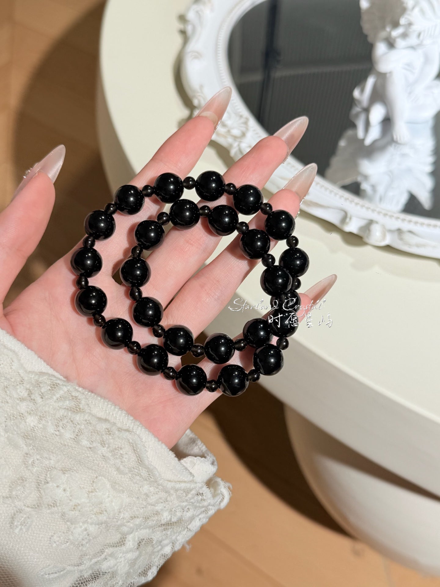 "Stellar Night" Natural Black Obsidian Double-Wrap Bracelet - High-Luster Protective Stone for Peace, Stability & Shielding Negativity