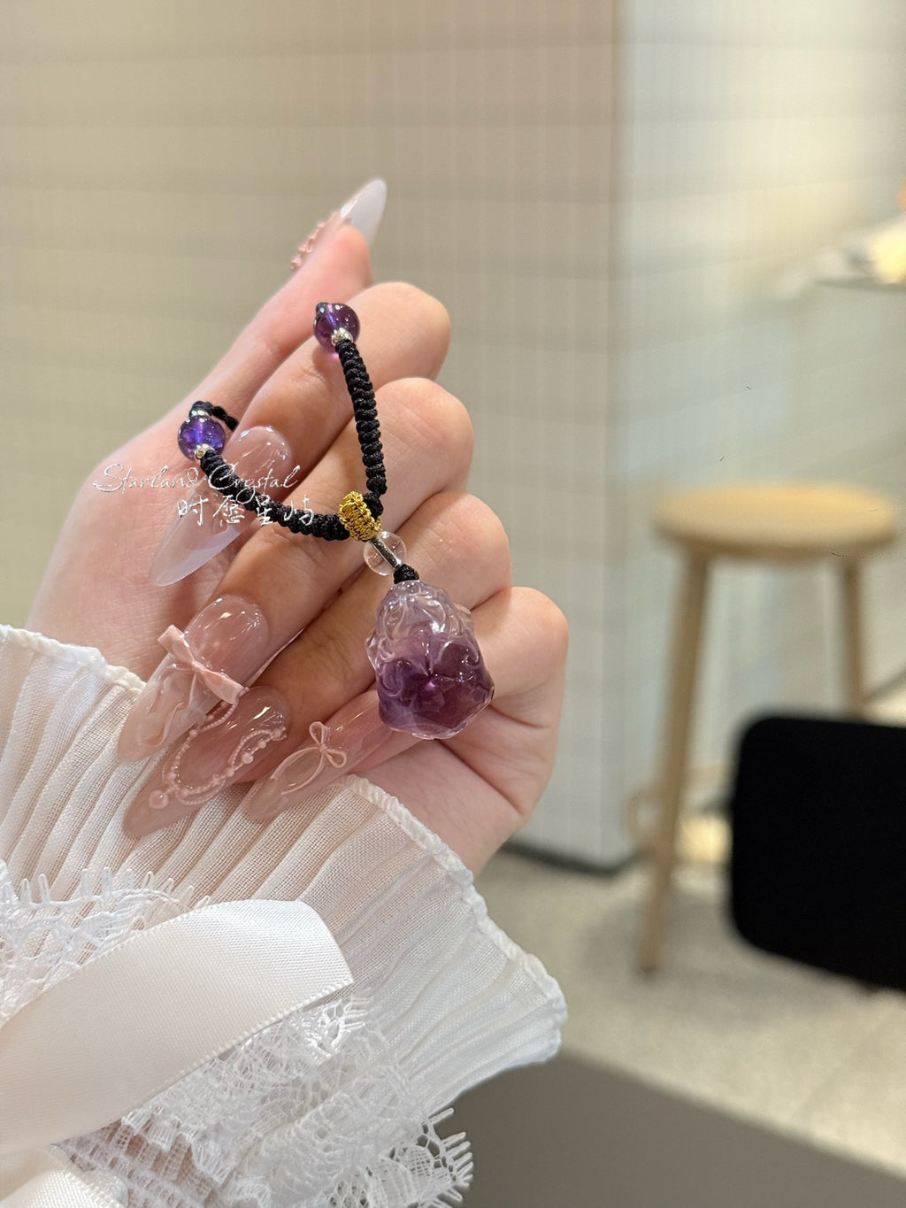Mystic Amethyst PiXiu Pendant Necklace - Natural Hand-Carved Purple Crystal Guardian for Wealth & Inner Peace