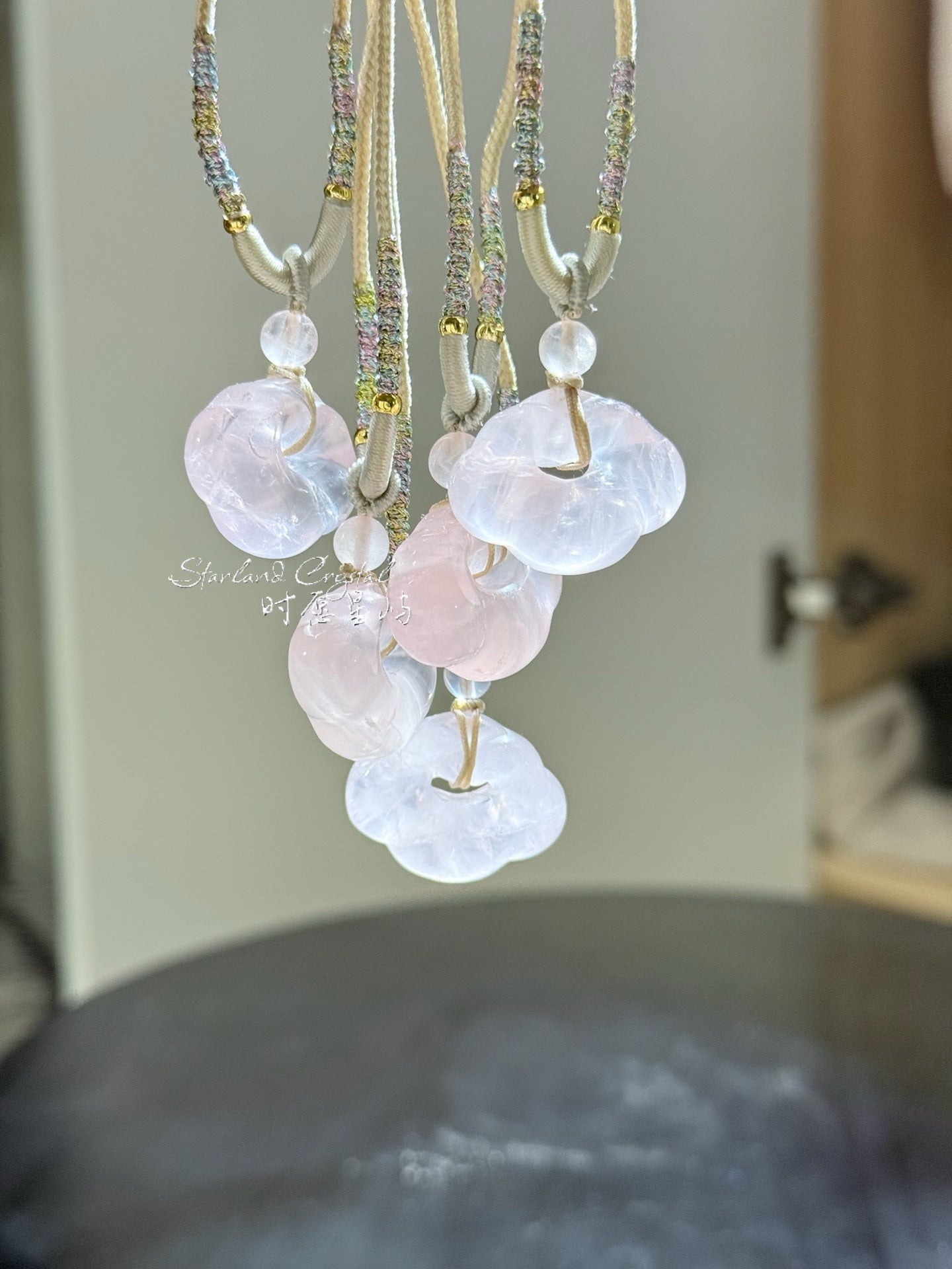 "Pink Cloud Lock" Natural Madagascar Rose Quartz Necklace - Hand-Carved Auspicious Cloud Pendant for Love & Eternal Peace