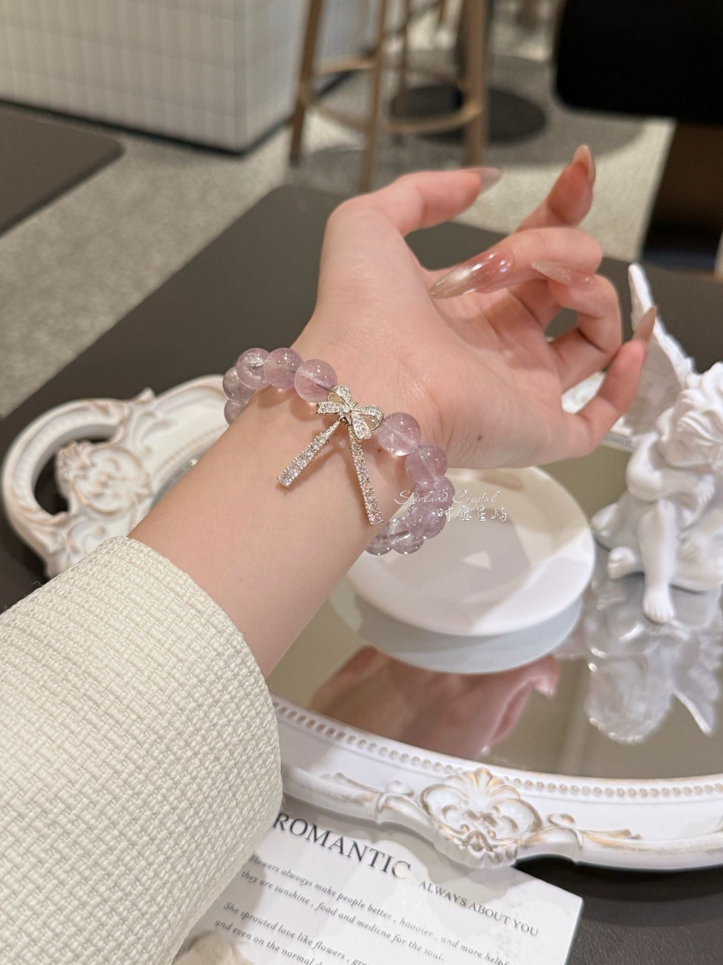 "Lavender Estate" Natural Amethyst Bow Bracelet - Master Healing Crystal for Success, Focus & Instant Skin-Brightening