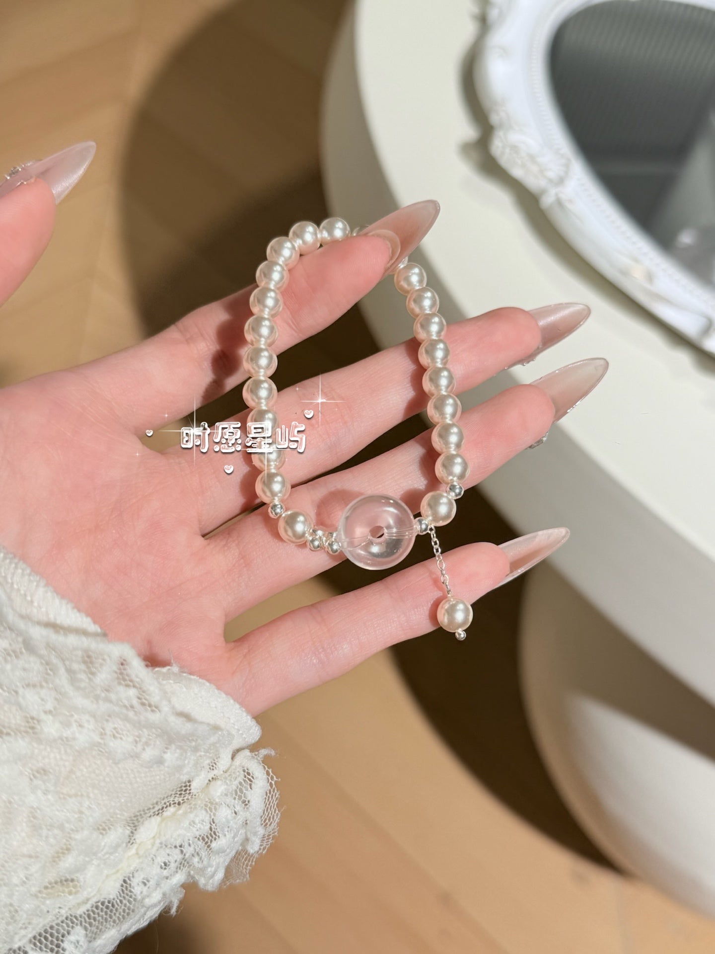 "Smooth Sailing" Rose Quartz Donut Bracelet - Natural Mother-of-Pearl & Pink Crystal for Love, Harmony & Good Fortune