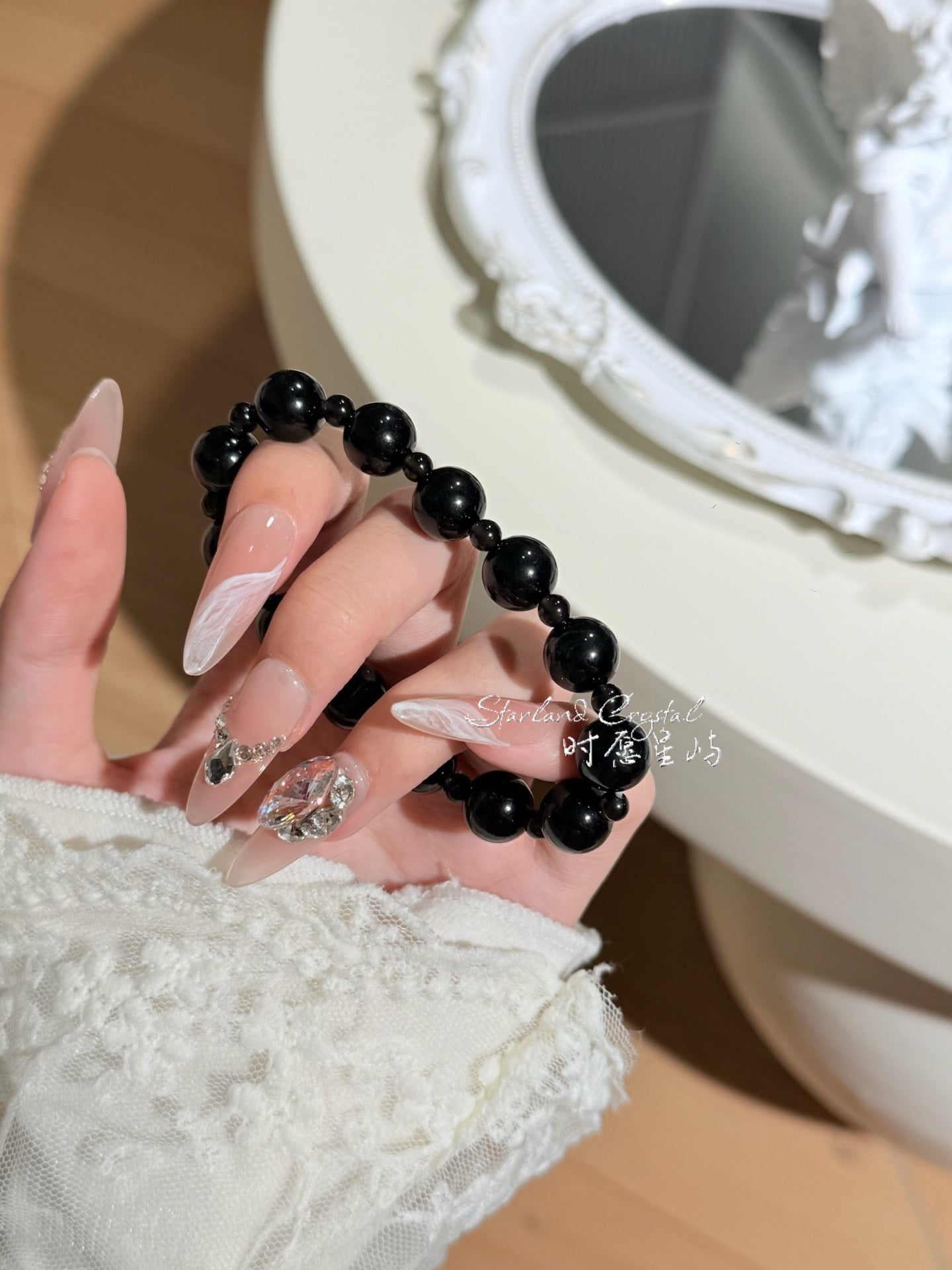 "Midnight Starlight" Natural Black Obsidian Single-Strand Bracelet - High-Luster Protective Stone for Stability, Peace & Shielding Negativity