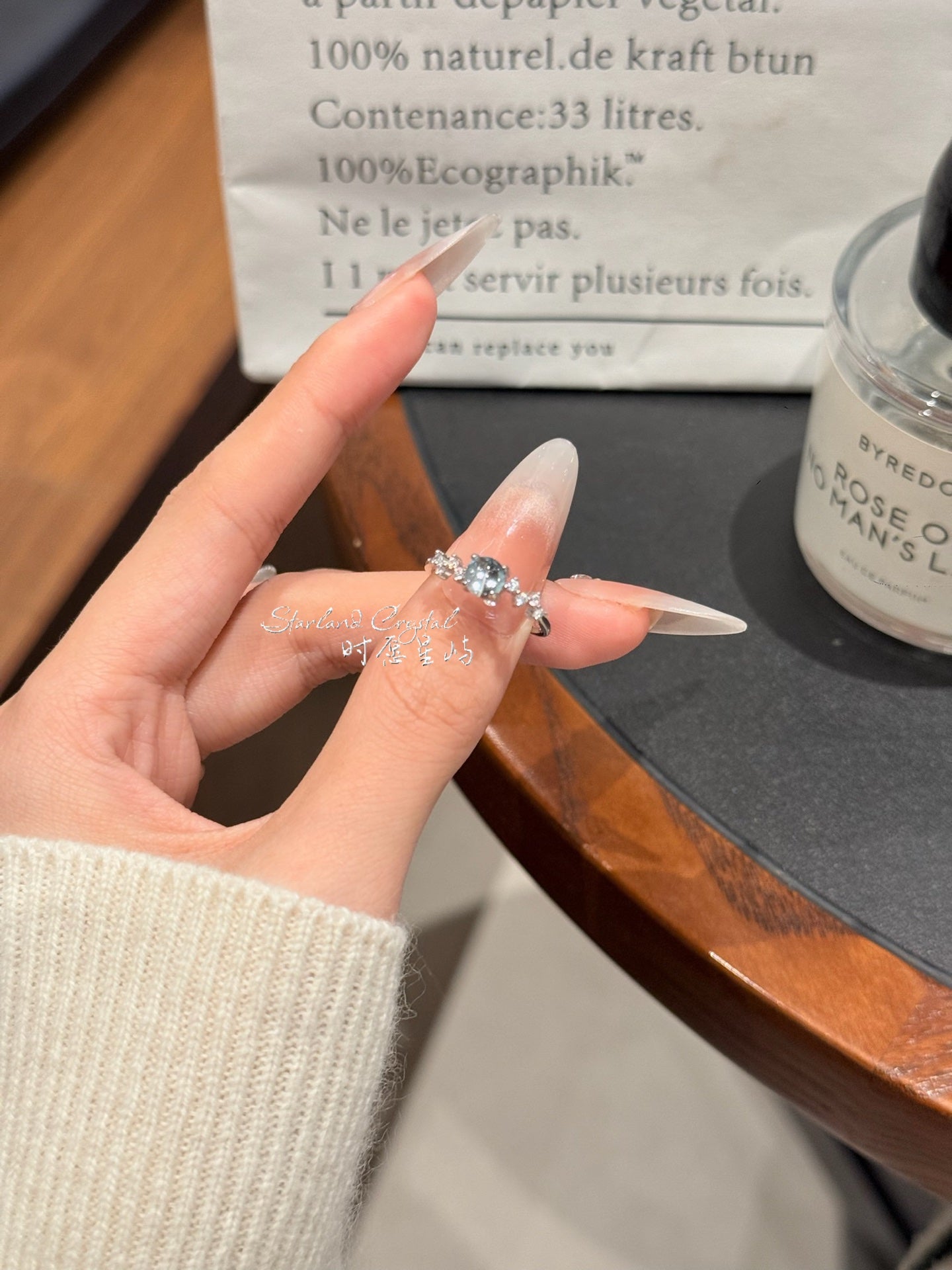 "Silver Flow" Natural Swiss Blue Topaz Ring - S925 Sterling Silver Pavé Set Band for Wealth & Inner Clarity