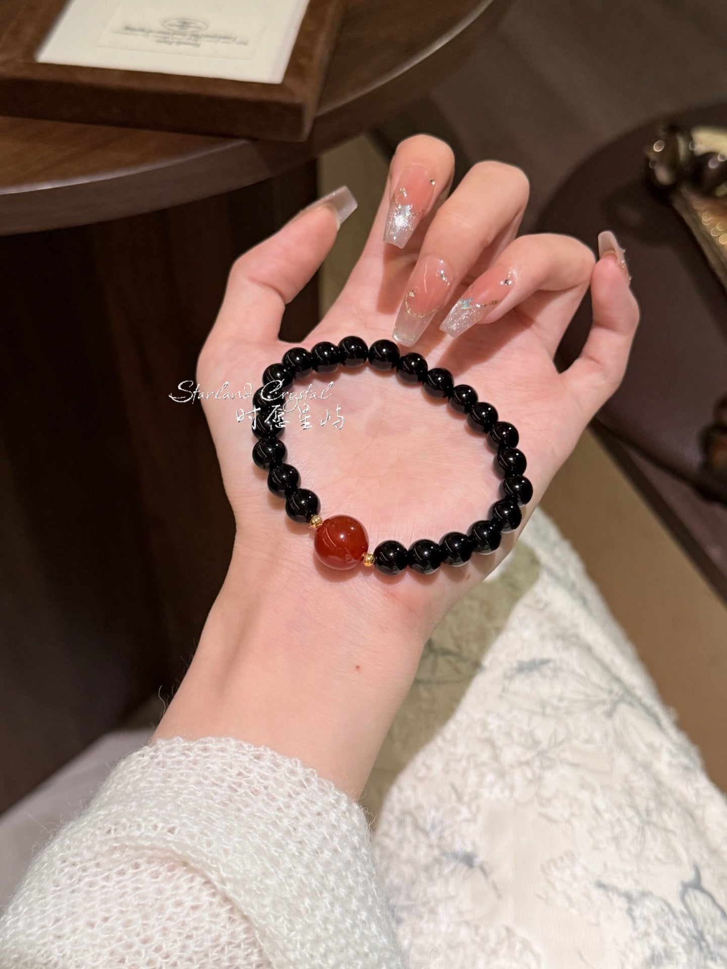 "Fu Yu" Deep Harmony Bracelet - Natural Black & Red Agate Beads for Inner Strength, Grounding & Timeless Elegance
