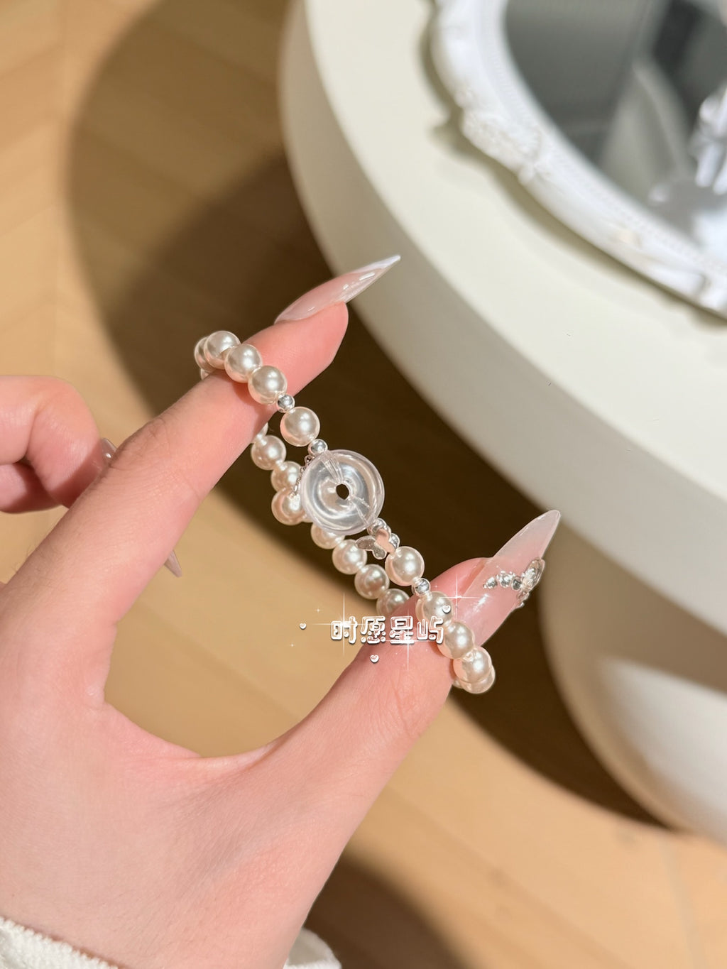 "Smooth Sailing" Rose Quartz Donut Bracelet - Natural Mother-of-Pearl & Pink Crystal for Love, Harmony & Good Fortune