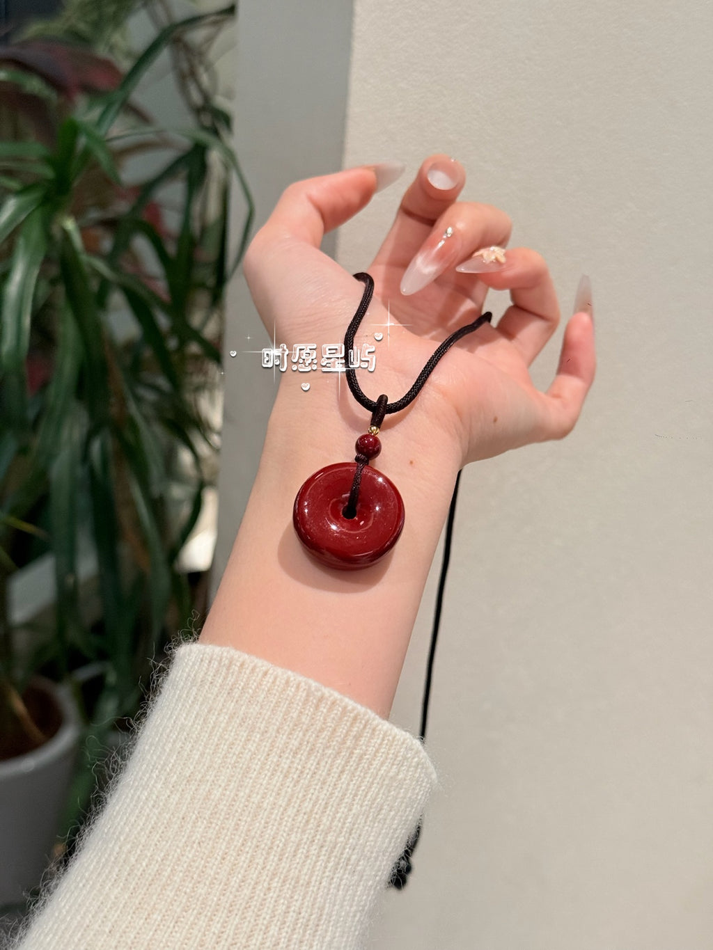 "Scarlet Guardian" High-Cinnabar Peace Disc Necklace - Natural Red Texture Pendant for Protection, Longevity & Inner Calm
