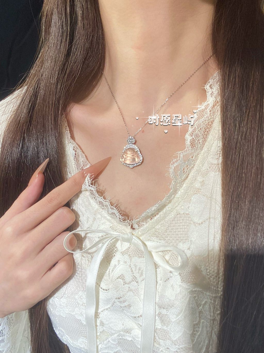 Premium Hand-Carved Natural Rose Quartz Buddha Pendant - High-Translucency Crystal Necklace for Peace & Joy