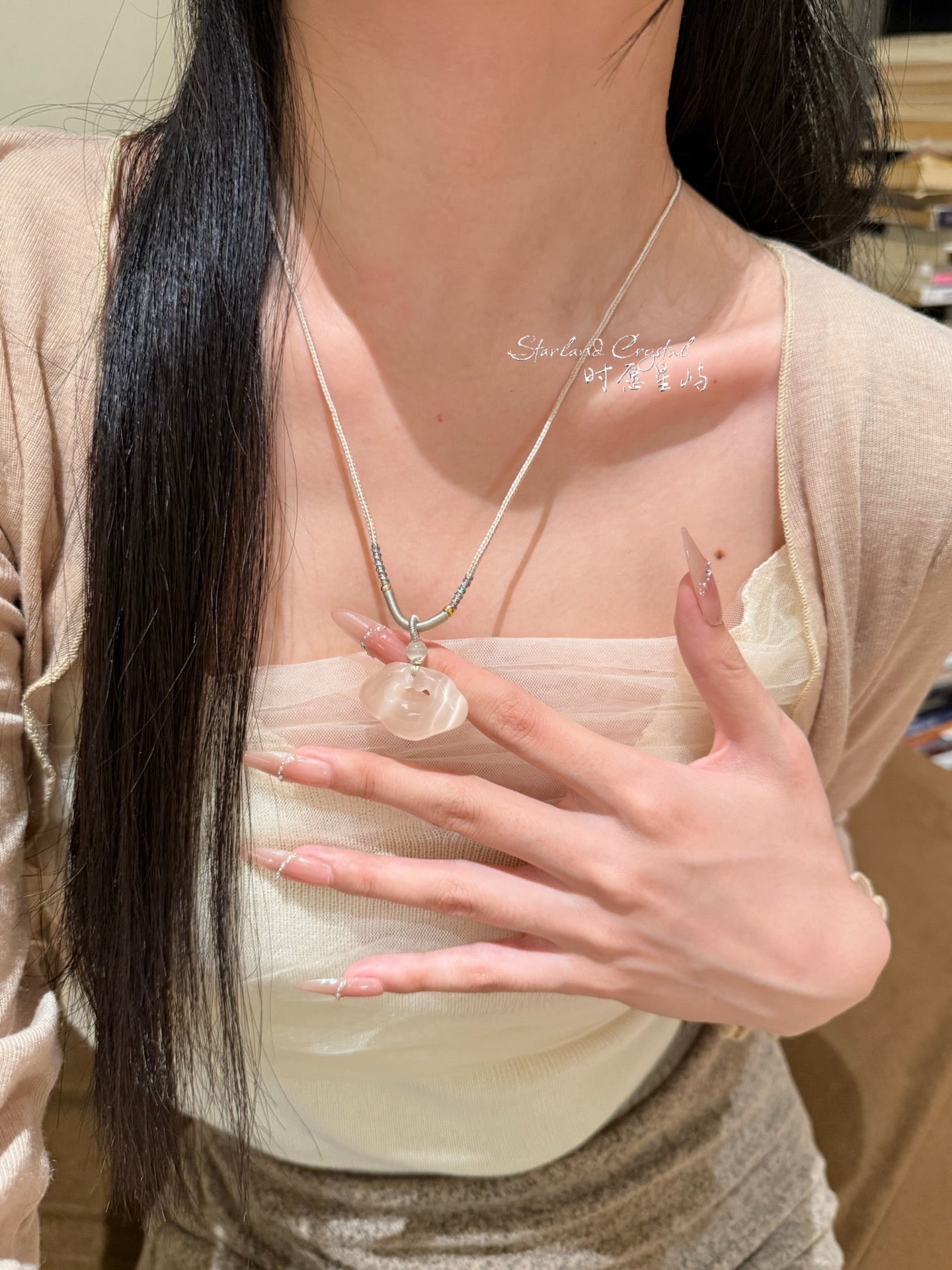 "Golden Hour" Champagne Cat’s-Eye Peace Lock Necklace - Elegant Ruyi Lock Pendant for Harmony, Prosperity & Radiant Grace