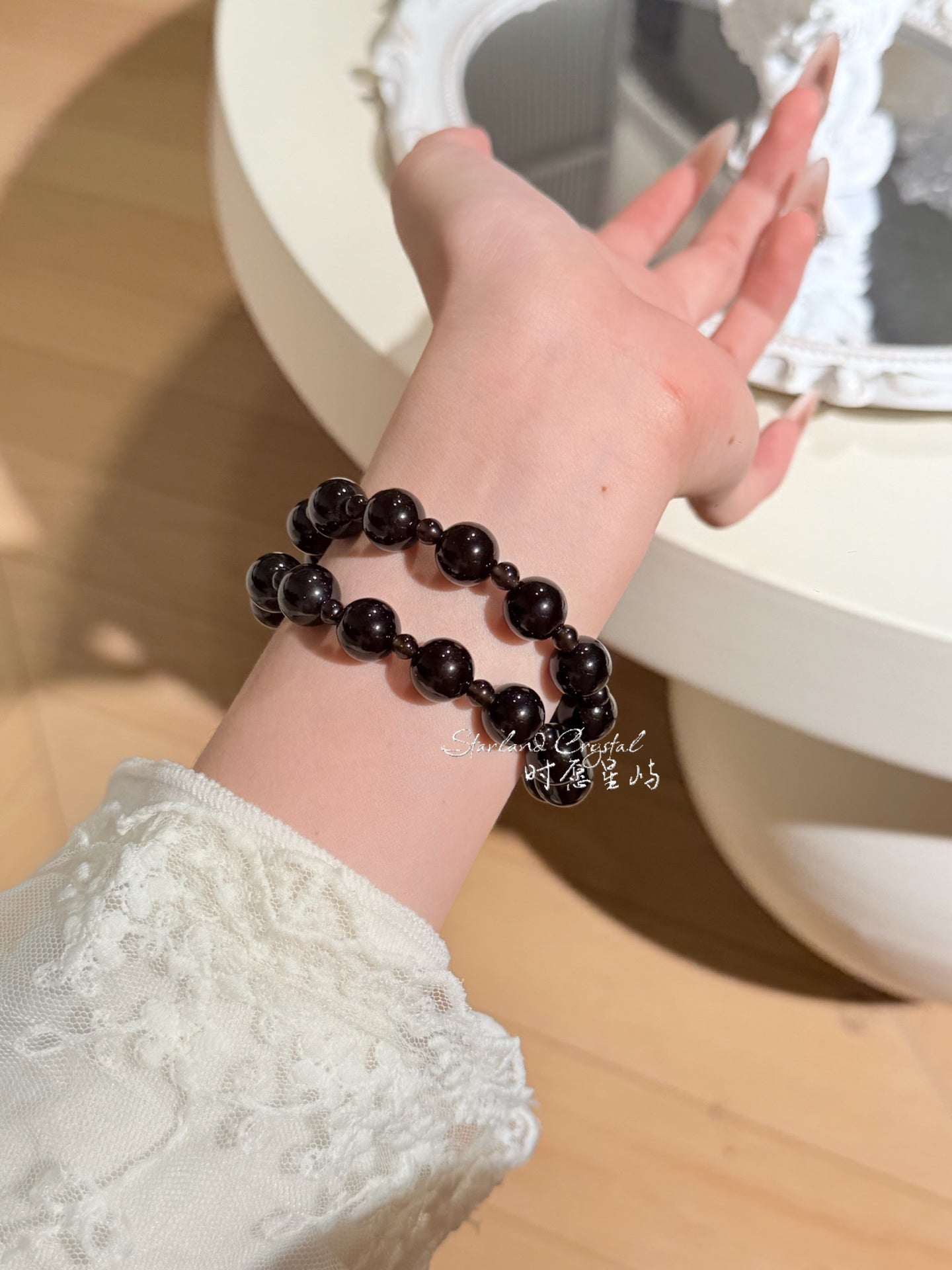 "Stellar Night" Natural Black Obsidian Double-Wrap Bracelet - High-Luster Protective Stone for Peace, Stability & Shielding Negativity