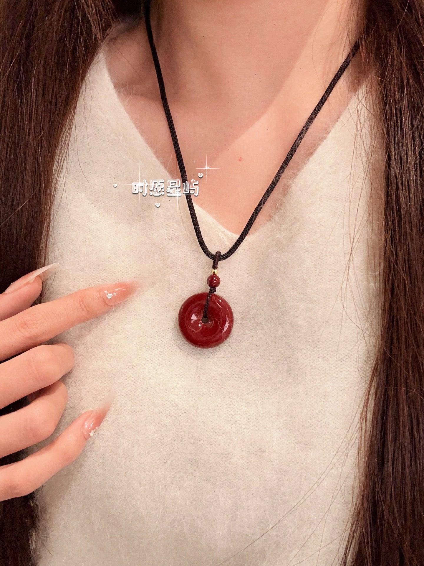 "Scarlet Guardian" High-Cinnabar Peace Disc Necklace - Natural Red Texture Pendant for Protection, Longevity & Inner Calm