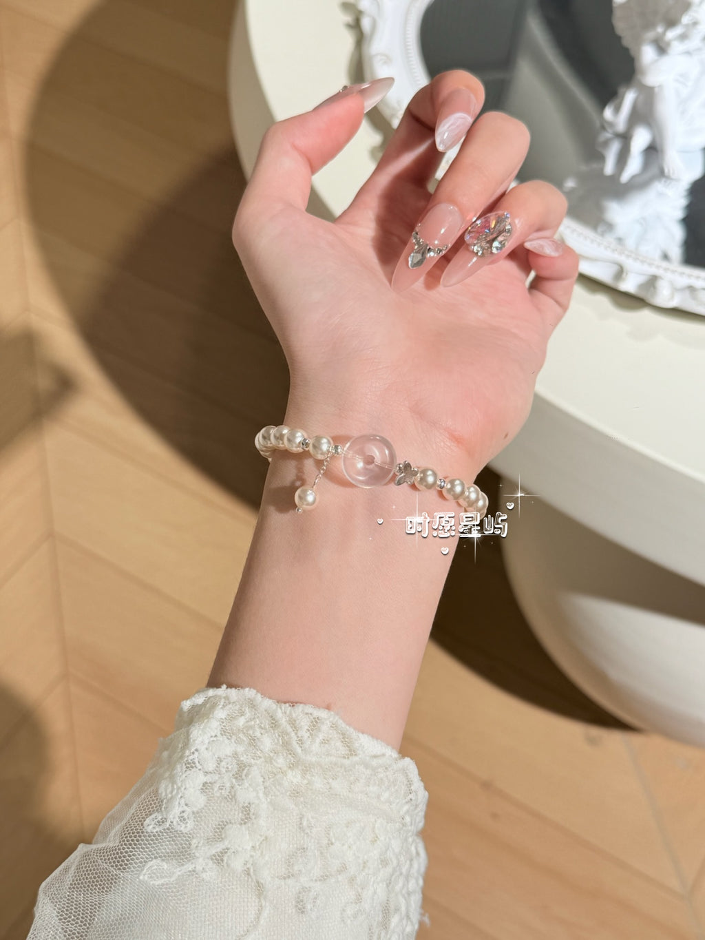 "Smooth Sailing" Rose Quartz Donut Bracelet - Natural Mother-of-Pearl & Pink Crystal for Love, Harmony & Good Fortune