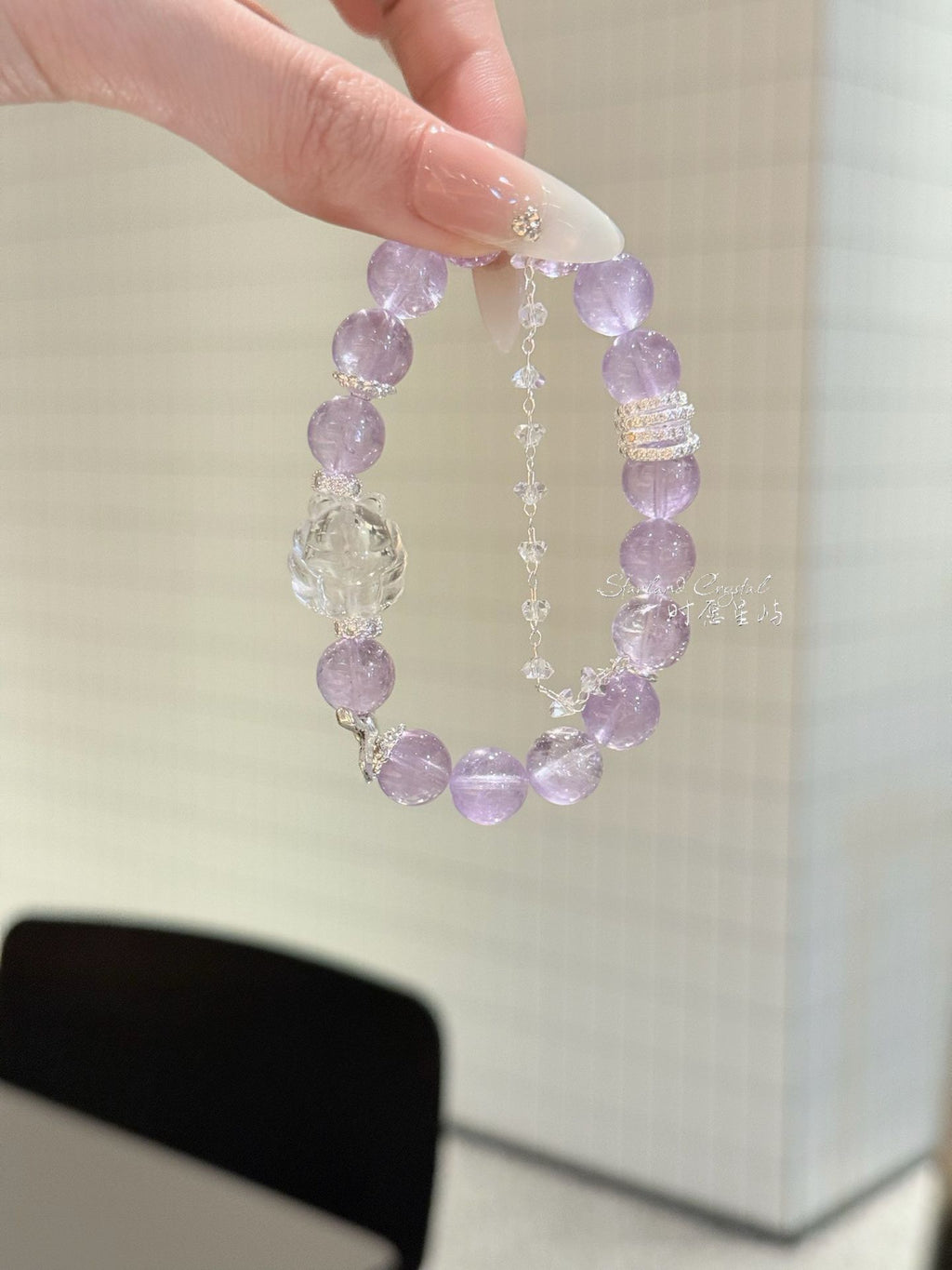 Mystic Purple Moon Fox Amethyst Bracelet - Natural Healing Crystal for Better Sleep, Wisdom & Romantic Attraction